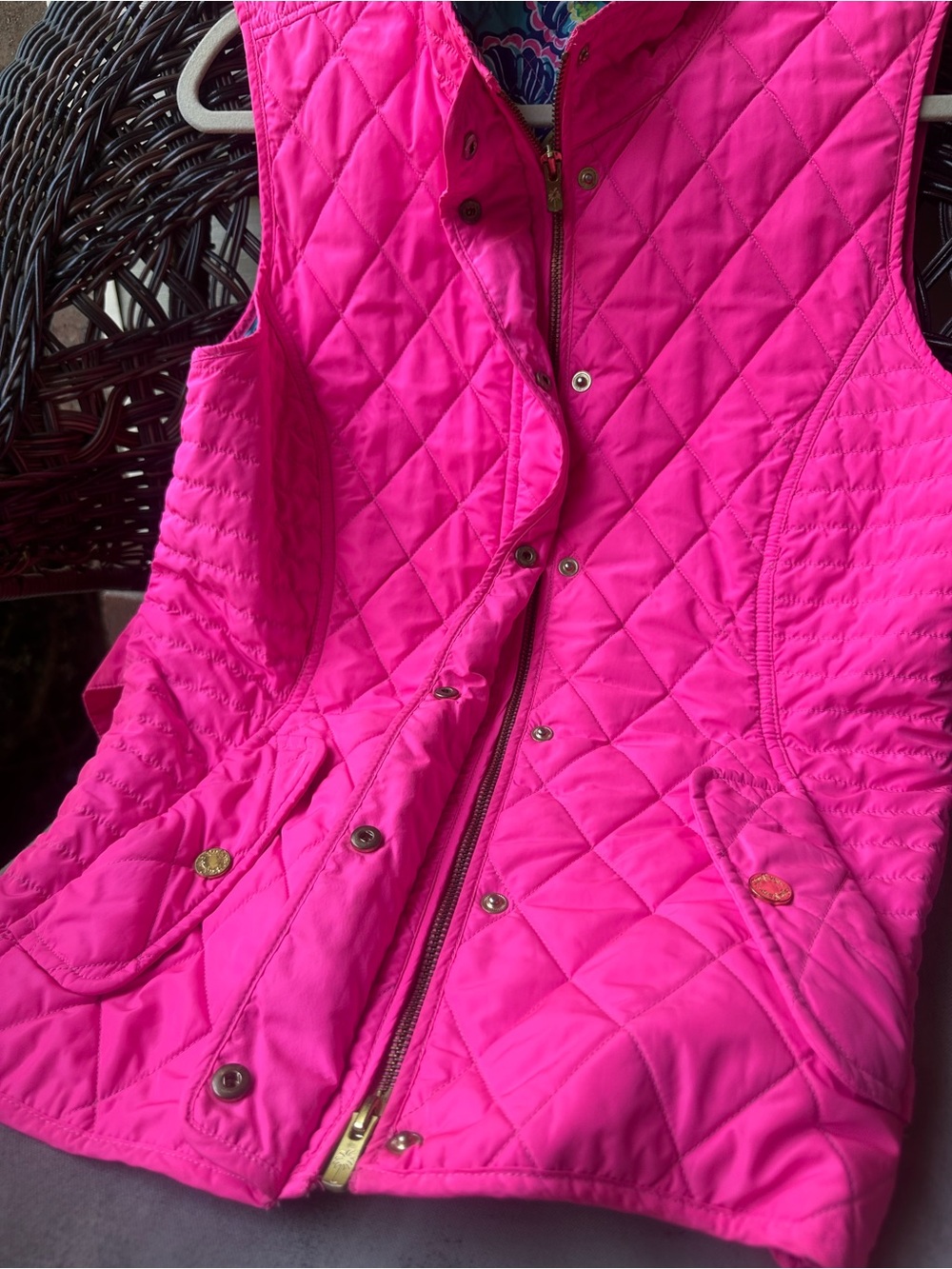Lilly Pulitzer Blake Quilted Puffer Vest Hot Pink L - Picture 4 of 16
